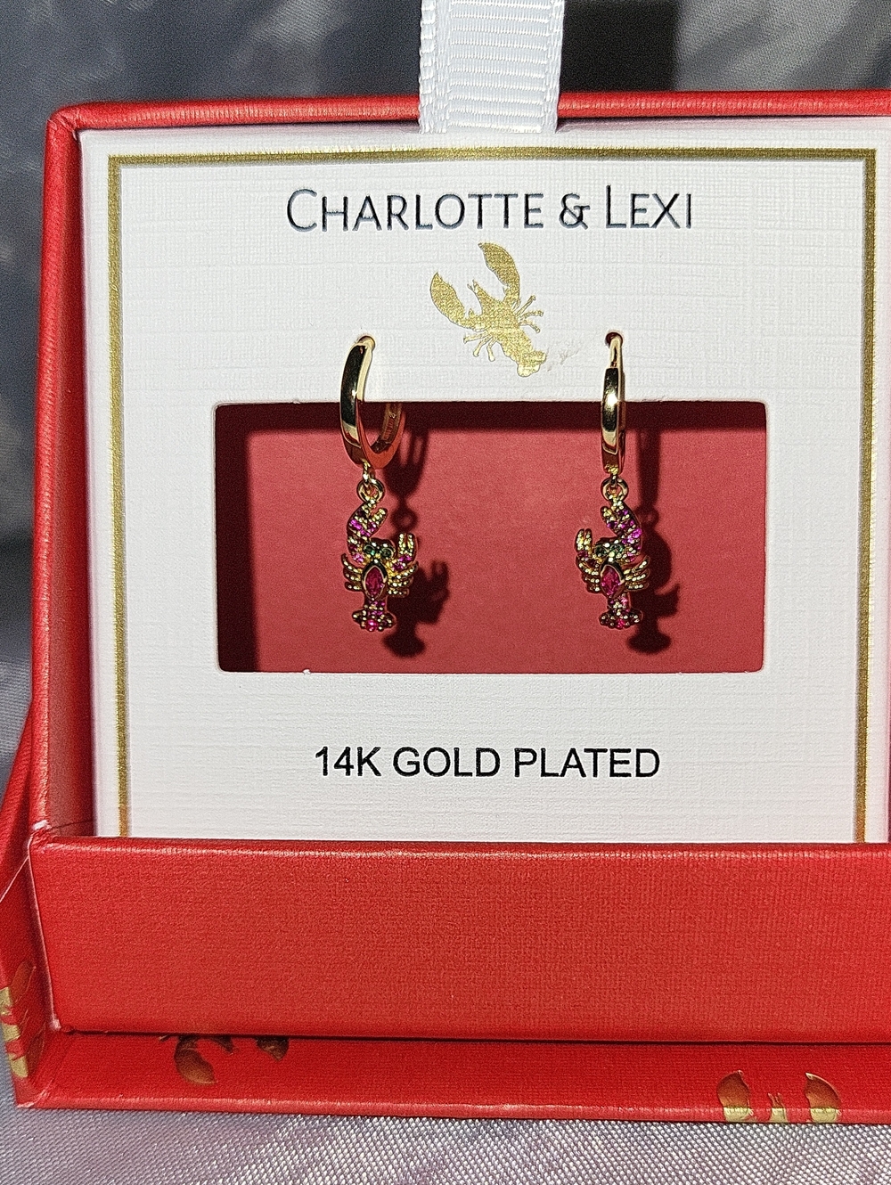 Charotte & Lexi Lobster 14K Gold Plated Earrings Bnib Rt TL M